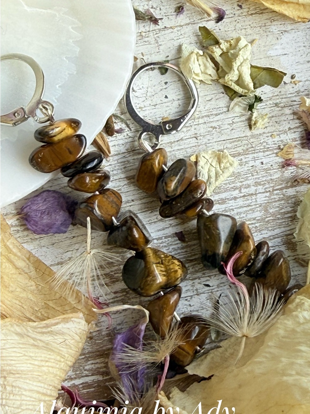 Alquimia Brown Tiger Eye Dangle Earrings
